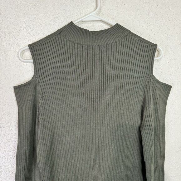 Say What Sweater Knit Dress Woman 2X Army Green Pullover Cold Shoulder Dress NWT - Picture 8 of 15